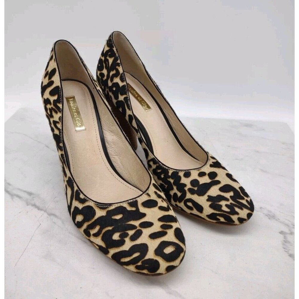 Louise Et Cie Womens 8.5 M Leopard Calfhair Leather Pumps Block High Heel EU 39